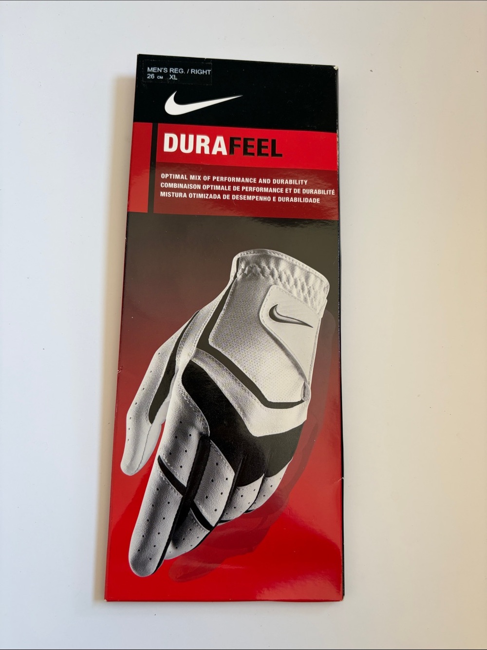Nike White & Black DuraFeel Golf Glove Packaging